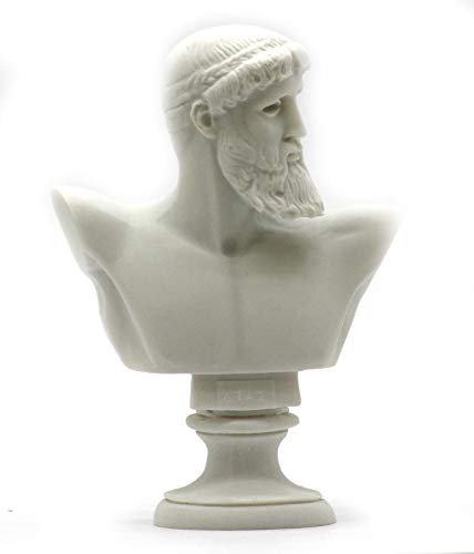 Greek Roman King God Zeus Bust Head Alabaster Statue Sculpture 6.3΄΄
