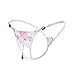 Open Crotch G String Panties for Women Sheer Lace Thong Embroidery Intimates Rhinestone Pendants Brief Sexy Underwear