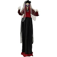 Haunted Hill Farm 5-Ft. Animated Halloween Decoration Voodoo Lady | Voice Greetings | Black & Red Gown with Rose Crown | Touch Activated | Battery-Operated | Halloween Animatronics | HHBRIDE-4FLS Haunted Hill Farm 5-Ft. Animated Halloween Decoration Voodoo Lady | Voice Greetings | Black & Red Gown with Rose Crown | Touch Activated | Battery-Operated | Halloween Animatronics | HHBRIDE-4FLS