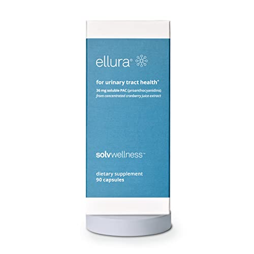 Solv Wellness Ellura Clinically Proven Cranberry Supplement: Get Ahead of UTIs with 36mg of 100% Bioavailable PAC, 90 Capsules