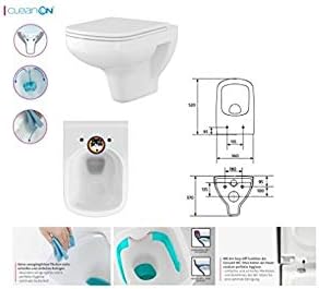 Royal Square Clean On Rimless RimFree Wall Hung Toilet and Toilet Seat Stainless Steel Hinge