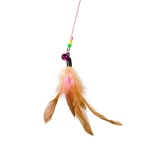 Zubita Cat Teaser, Kitten Cat Pet Dog Toy Wire Chaser Retractable Wand Rod Teaser Feather with Bell Beads Fun Exerciser Playing Toy for Kitten Cats and Puppy (1pcs)