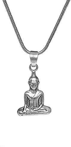 Ardour Unisex Meditation Lord Budhha German Necklace Chain for Men &amp; Women - Antique Silver Finish Oxidised Silver.