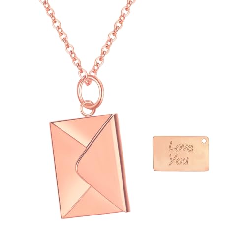 Cupimatch Envelope Love Letter Necklace: Stainless Steel Necklace for Women Openable keepsake Message Engraved Locket Engagement Jewelry Couples and Family for Mothers Day at Amazon
