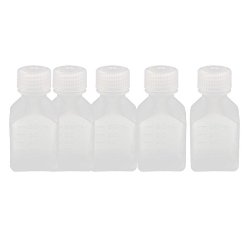 uxcell 5Pcs 60ml PP Square Wide Mouth Seal Reagent Bottle Chemical Sample Bottle - Thumbnail 3