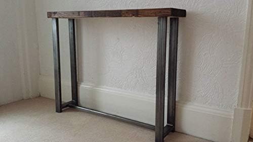 Hallway Console table wood & metal industrial style tall side table, 100cm