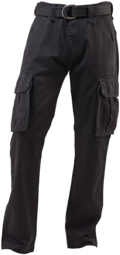 Tnm Man's Working Cargo Pants with Belt, Inseam 32 (40, Black)