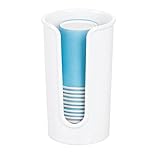 mDesign Modern Plastic Compact Small Disposable Paper Cup Dispenser - Storage Holder for Rinsing Cups on Bathroom Vanity Countertops - White