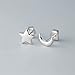 HANFLY Moon and Star 925 Sterling Silver Stud Earring Star Earring (8mm)