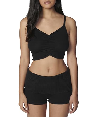 florence by mills Women's Barre Collection Sweater Bralette, Black, Large