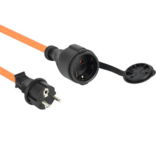Electraline 01672 - Cavo di prolunga IP44, 10 m, per esterni, N05V3V3-F 3G1.5, utilizzabile fino a -35 °C, resistente all'olio e ai raggi UV ed estremamente resistente all'abrasione con prese a