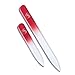 Iridesi Red Glass Fingernail Files, Emery Boards Best For Natural Nails, Small Glass Nail File & Large, Two Pack With Case and Box (Red)
