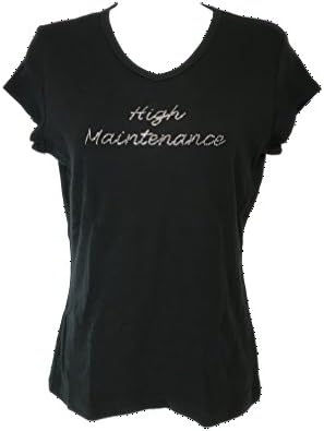 Women's T Shirt Sparkle Plenty Designs "High Maintenance" Fashion T-shirt (X-Large)