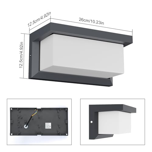 Klighten 2pcs E27 Outdoor Wall Light, 60W E27 Wall Light, IP65 Outdoor Wall Lamp for Indoor and Outdoor Use, Anthracite, (No Bulb)
