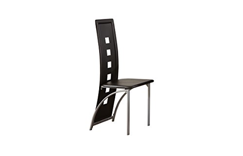 Poundex 2 Piece PU Contemporary Dining Chair Set, Black