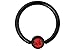 Forbidden Body Jewelry 14g 1/2 Inch Surgical Steel Black IP Plated with Red Crystal Captive Bead CBR Hoop Ring