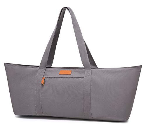 ELENTURE Full-Zip Extra Large Yoga Mat Tote Bag with Multi-Functional Storage Pockets for Sports Gym Pilates (Dark Grey)