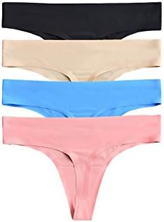 iswan Women’s Seamless Invisible Underwear Bikini and Boyshort Pack of 4 (m, 4 Colour-Thong)