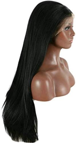 Long 1B# Black Straight Heat Resistant Fiber Wigs For Women Fully Replacement Synthetic Lace Front Wigs for Cosplay/Holiday/Party - Image 5
