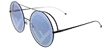Fendi FF 0285 PJP Blue Metal Round Sunglasses Blue Mirror Lens