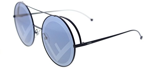 Fendi FF 0285 PJP Blue Metal Round Sunglasses Blue Mirror Lens