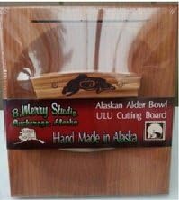 Made in Alaska Ulu Birch / Walnut Stripe Chopping Bowl Set Ulu Knife Salmon Totemic
