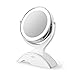 Makeup Mirror LED Lighted with 1X/7X Magnification, Anjou Vanity Mirror Battery Powered, Removable, Double Side, 360° Rotation for Countertop Cosmetic Makeup with 3 Free Batteries, White