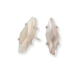 Kendra Scott Brook Stud Earrings in Rhodium Plated and Iridescent White Banded Agate