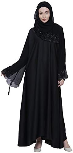 Jabz Enterprises Women Nida Fabric Abaya (Black Free Size)
