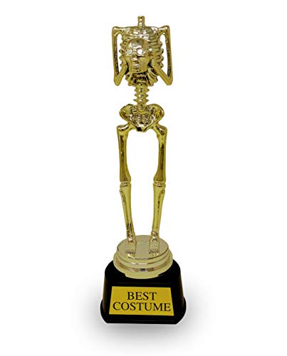 Halloween Trick or Treat Party Golden Skeleton Best Costume Skeleton Trophy Award, Perfect Office Award Trophy, by 4E's Novelty