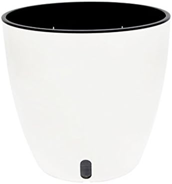 Self Watering Planter (7 Inch)+ Coir Soil = Foolproof Indoor Home Garden.Porcelain White Easy Modern Decorative Planter Pot for All House Plants, Flowers, Herbs, African Violets, Succulents.