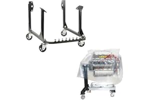 JEGS Rolling Engine Cradle With Storage Bag | Fits Chevy Small Block And Big Block | Steel Construction | Black Powder Coat Finish | 3” Heavy Duty Steel Wheels | 750 LBS Capacity