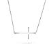 Minimalist Simple Plain Horizontal Flat Sideways Cross Necklace Station Pendant For Women Teens .925 Sterling Silver