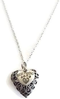 Aromatherapy Yoga Essential Oils Diffuser Necklace Dog Best Friend Heart Symbol in Silver, Locket / Pendant / Charm with Chain for Stress Reduction, Serenity, and Well Being - By Kenza by Kenza