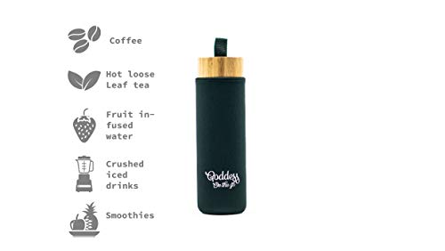 The Goddess On The Go Tumbler with Stainless Steel Infuser | BPA Free Double Wall Glass Travel Mug with Natural Bamboo Lid | Leakproof Tea Bottle For Easy Tea Infusion, Fruit Infusion, Hot & Cold Tea - Thumbnail 6