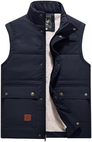 Flygo Men's Winter Warm Outdoor Padded Puffer Vest Thick Fleece - Main Image