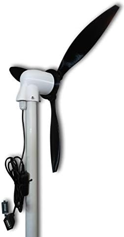 Cutting Edge Power USB Output Mini Wind Turbine, Made in USA, Portable, Camping, Beach, W Light (Pipe/Tube Mount, 3 Blade)