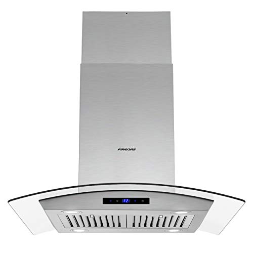 FIREGAS 30 inch Kitchen Island Range Hood 450 CFM with Chimney, Ceiling