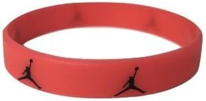Jordan Slim Wristband w/ Jumpman Inspired Logo Sport Silicone Bracelet (RED w/ BLACK LOGO)
