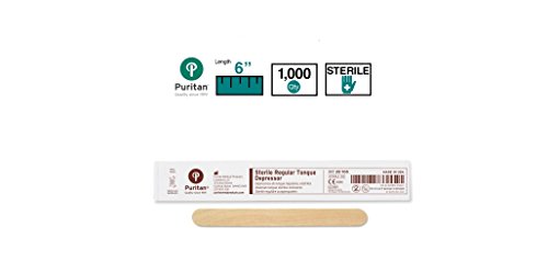 Puritan 25-705 Regular Tongue Depressor, Individually Wrapped, Sterile, 6 x 11/16" (Case of 1000)