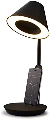 NuAns [CONE] iPhone &amp; iPad Lightning Charging Dock with Speaker &amp; Desk Lamp with USB Port, Apple Certified MFi, Free App to Control Speaker, Black - iF Design Award / Good Design Award