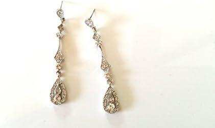 Tear Drop Earrings Swarovsky Element - Silver Tone Drop Earrings