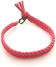 LoilJ Essential Oil Diffusing Bracelet - Thick Braided 8in Coral Pink