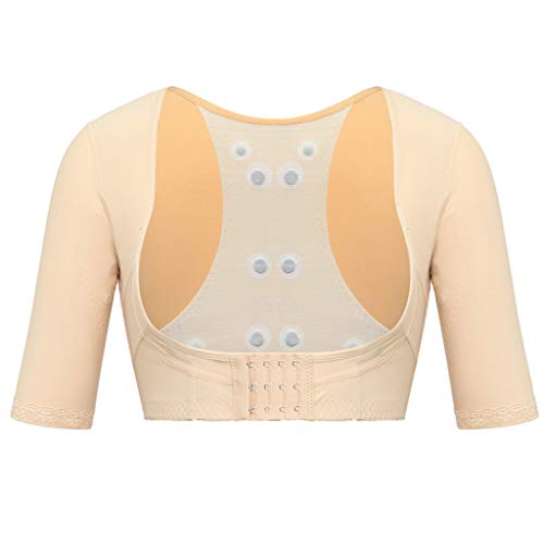 DZTZ Compression Sleeves Upper Arm Shapewear Crop Tops for Women Humpback Posture Corrector Bra Vest Surgical Slimmer Tops (L, Beige) - Thumbnail 5