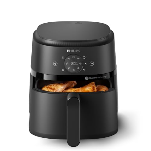Philips Airfryer 2000 Series Heißluftfritteuse, 4,2L, Digitaler Touchscreen, 13 Garoptionen, 9 voreingestellte Funktionen, 90% weniger Fett mit RapidAir Technologie, 1500W Leistung, Schwarz (NA229/00)