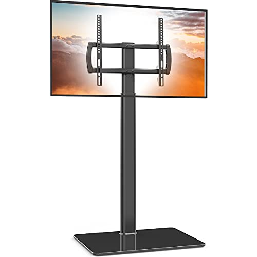 Hemudu Universal Floor TV Stand with Mount 80 Degree Swivel Height Adjustable and Space Saving Design for Most 27 to 65 inch LCD, LED OLED TVs, Perfect for Corner & Bedroom HT1002B