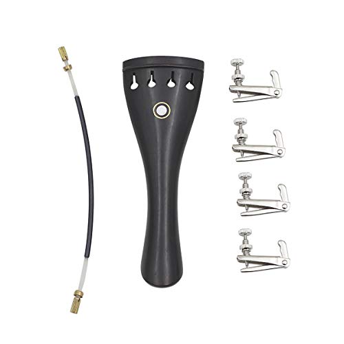 New 4/4-3/4 Black Big Adult Ebony Violin Tailpiece with Copper Fine-Tuning For Professional Violin Use Parts & Accessories - Thumbnail 2