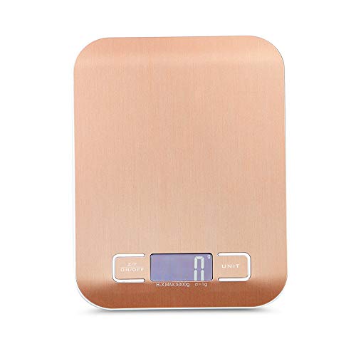 Pocket Jewelry Scale, YiMiky 5kg/1g Digital Kitchen Scale LCD Display Electronic Weight Scales Precise Cooking Baking Scale Stainless Steel Food Cooking Measure Tools (Rose Gold)