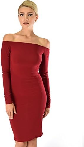 Lyss Loo Women's Bold Move Off The Shoulder Long Sleeve Midi Dress In Burgundy - M