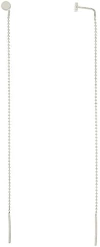 Automic Gold Solid 14k White Gold Circle with Beaded Chain Earrings
